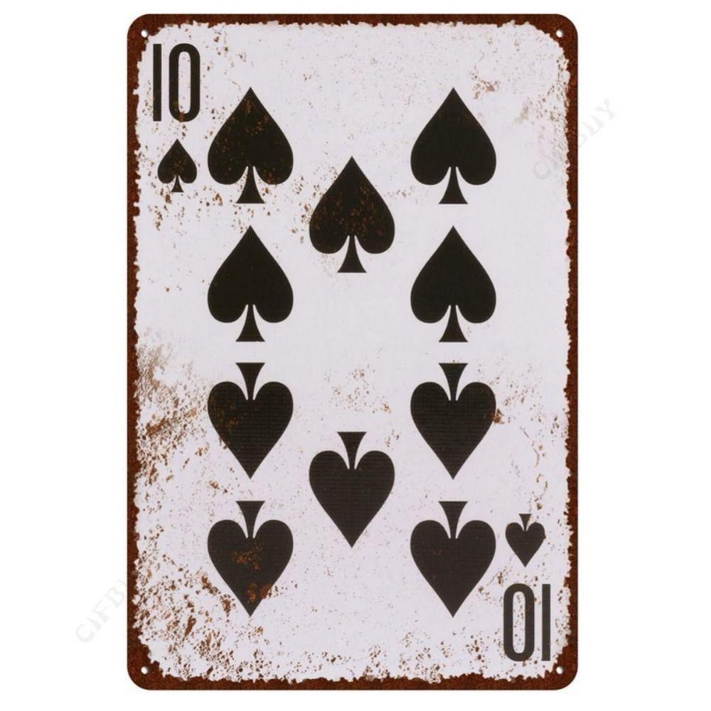 Spelkortsposter på väggen, metallplatta 20x30cm