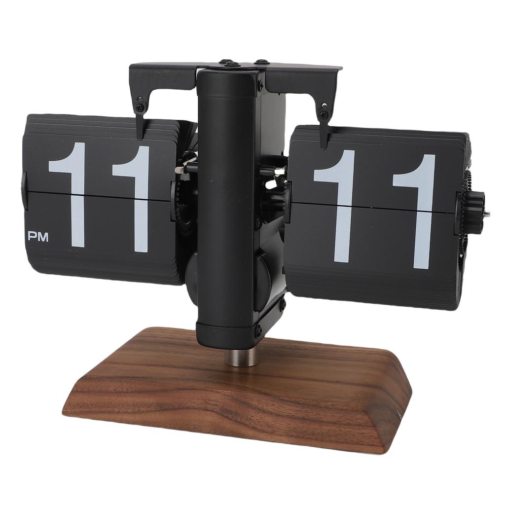Digital   Desk Clock 12 Hours Battery Powered Retro Mechanical Auto   Down Clock with Wood Base for Living Room