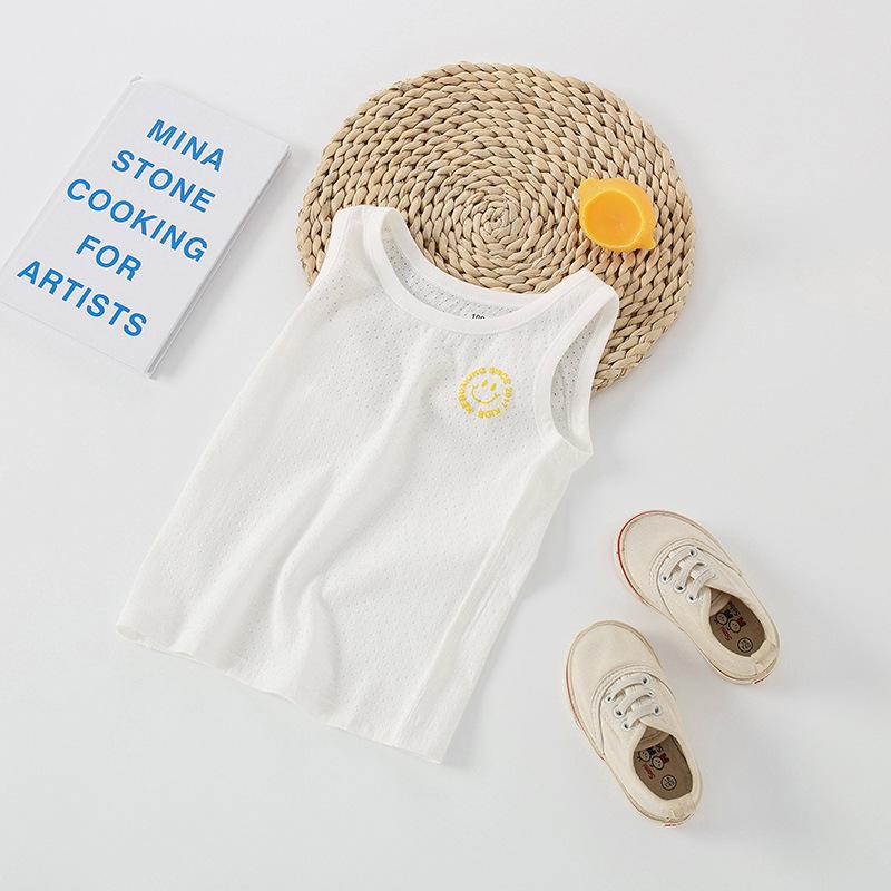 Boys pure cotton vest summer children's mesh hurdle girl baby sling little boy summer middle and older children's vest