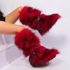 Winter Fur New Design Onepiece Raccoon FurFemale Snow Boots Fur Shoes OutdoorMid Leg Boots Y2k Cool Pink Girl