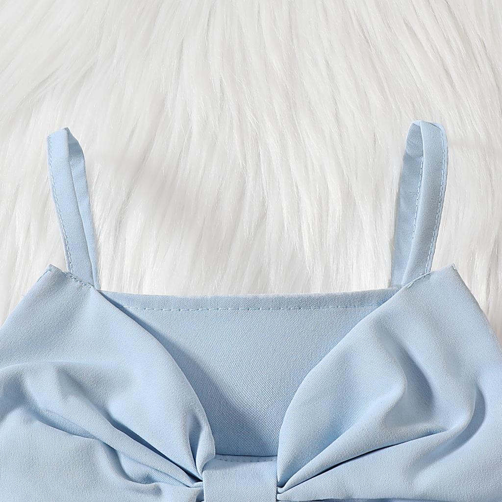 2026 New Summer Toddle Suits Bow Strappy Tube Tops + Shorts 2 Piece Set for 1 2 3 4 5 6 Years Old Children Clothing