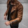 European Fashion Slim Lapel Windproof Men's Motorcycle Leather Jacket for Spring and Autumn
