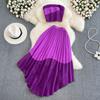 Fashion Suit Women's Strapless Tube Top Top Two-Piece High Waist Drape Irregular Pleated Skirt