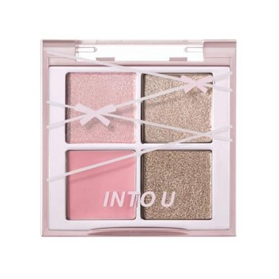 INTO U Multi Palette Eyeshadow 4 Color Shine Glitter Pearl (TP01 Tipsy Peach)