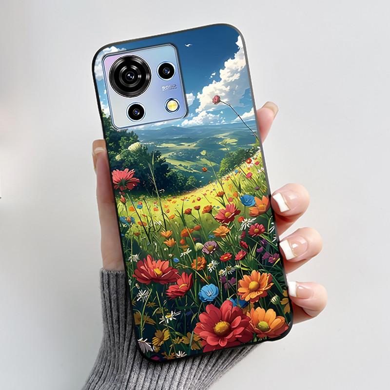 For ZTE Blade V50 Vita Case Black TPU Silicone Luxury Cute Cool Flower Phone Cases for Blade V 50 Vita V50Vita Bumper Soft Cover
