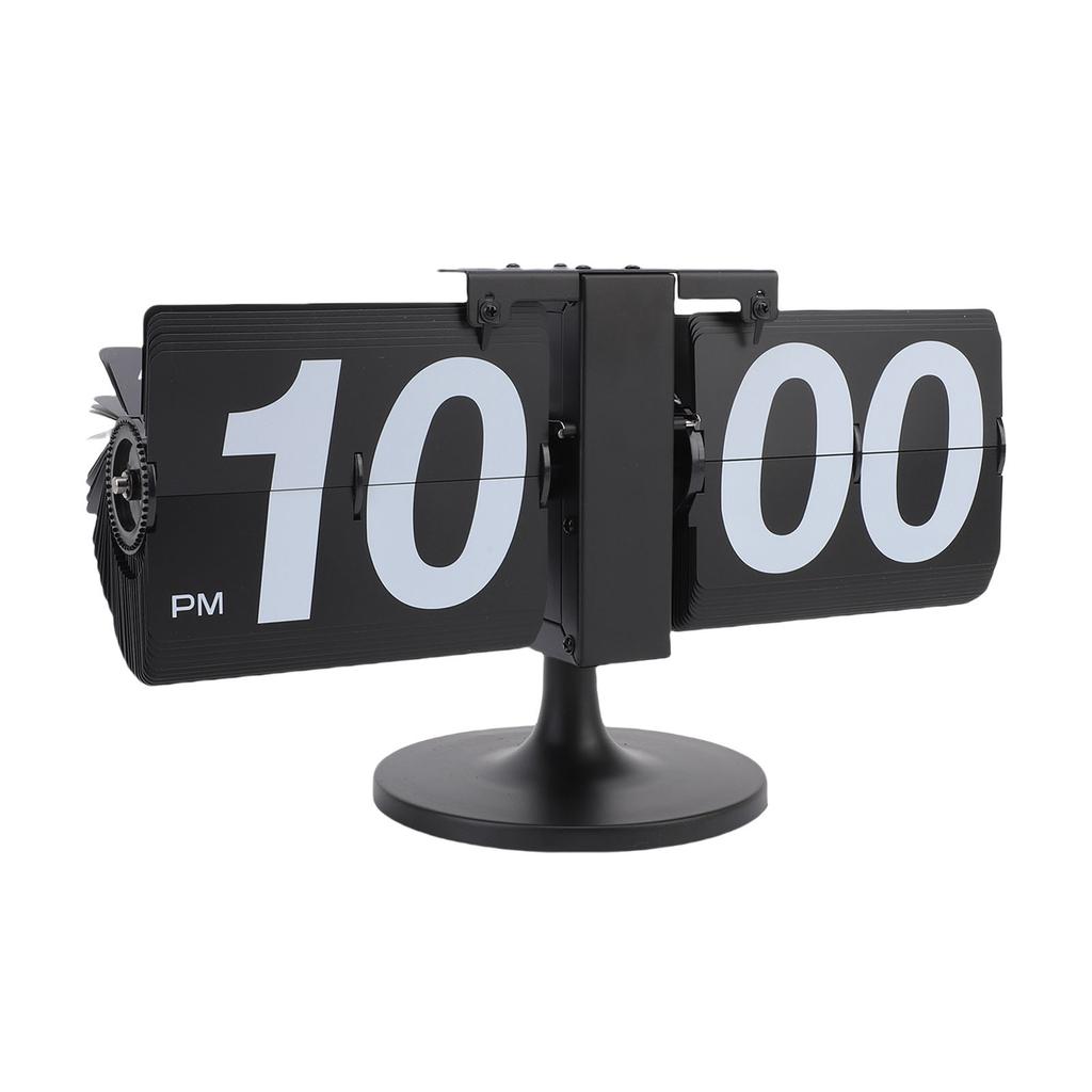 Desk Clock Mechanical Battery Powered 12 Hours Quiet Automatic Page Turning Clock with Extended Rod for Living Room