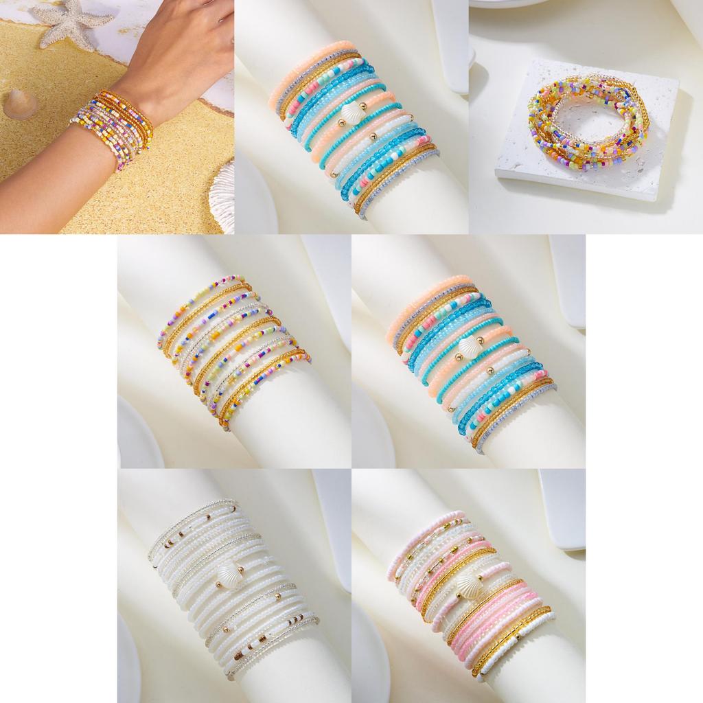 Western Ethnic Style Multiple Layer Bead Bracelets With Shell Elements For Women