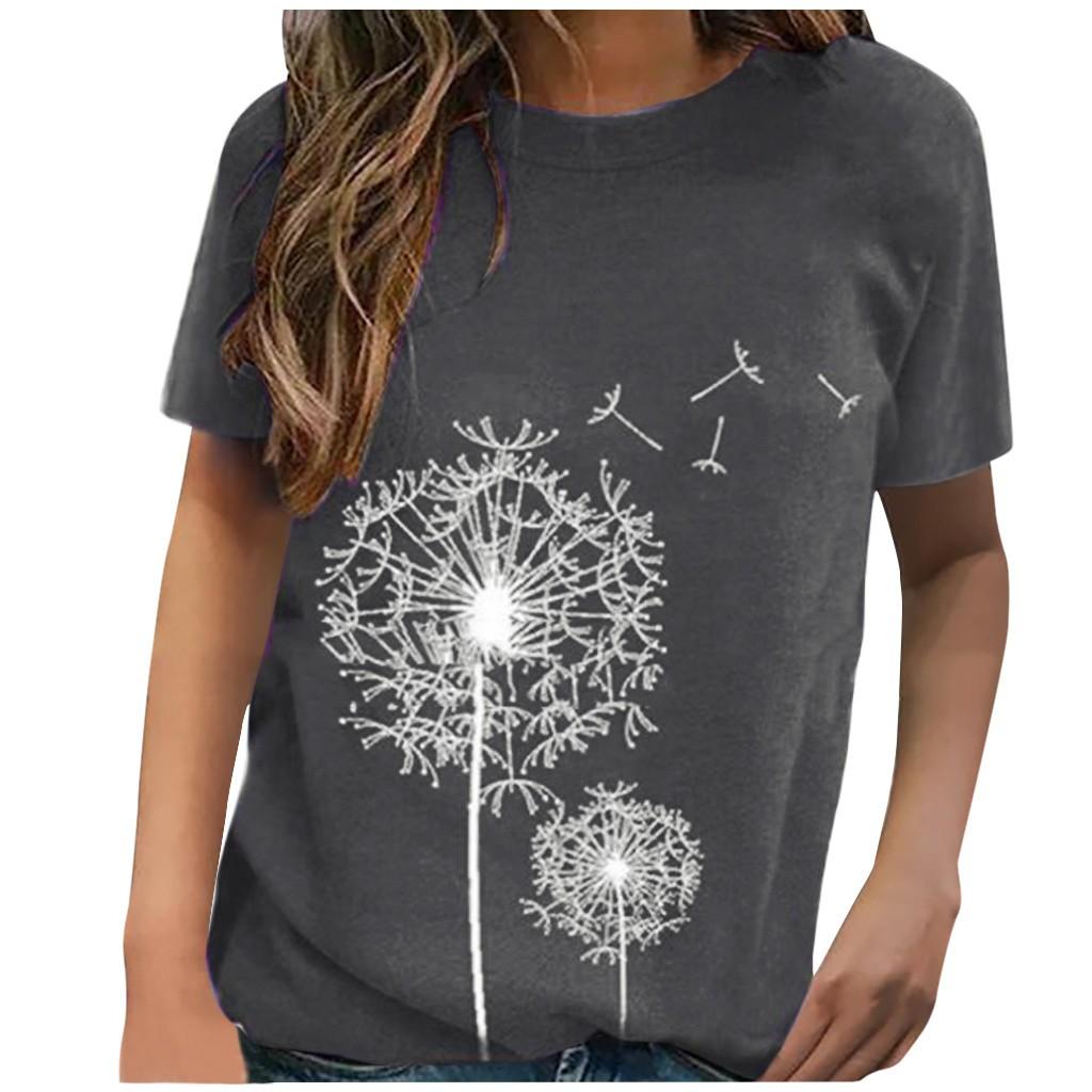 Fashion Women's Casual Print Short Sleeves Loose T-Shirt Blouse Tops