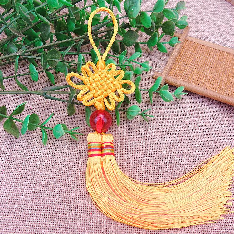2pcs/pack Chinese Knot for Car Home Door Hanging Decoration Tassels Ornament Yellow Red Color