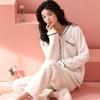 Coral Velvet Pajama Lady Autumn Winter Thickened Sweet Pure Wind Warm Flannel Luxury Outing Home Wear Set Comfortable Antistatic