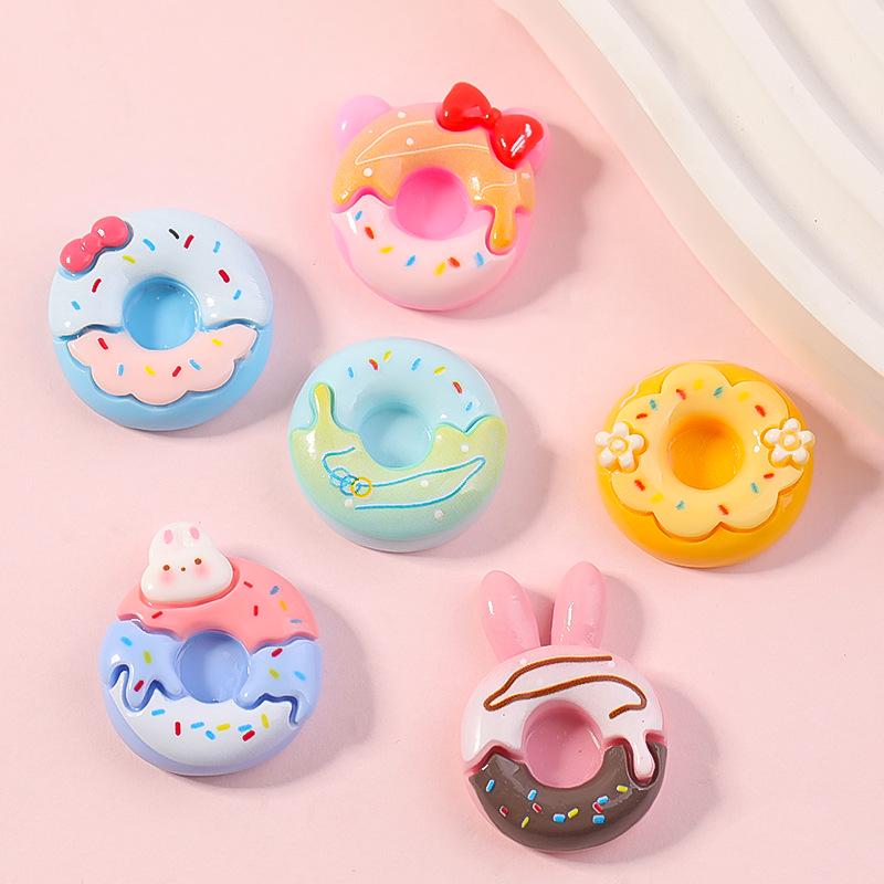 Cartoon Donut Resin Accessories: DIY Cream Glue Stickers for Phone Cases, Water Bottles, Refrigerators, and Storage Boxes.