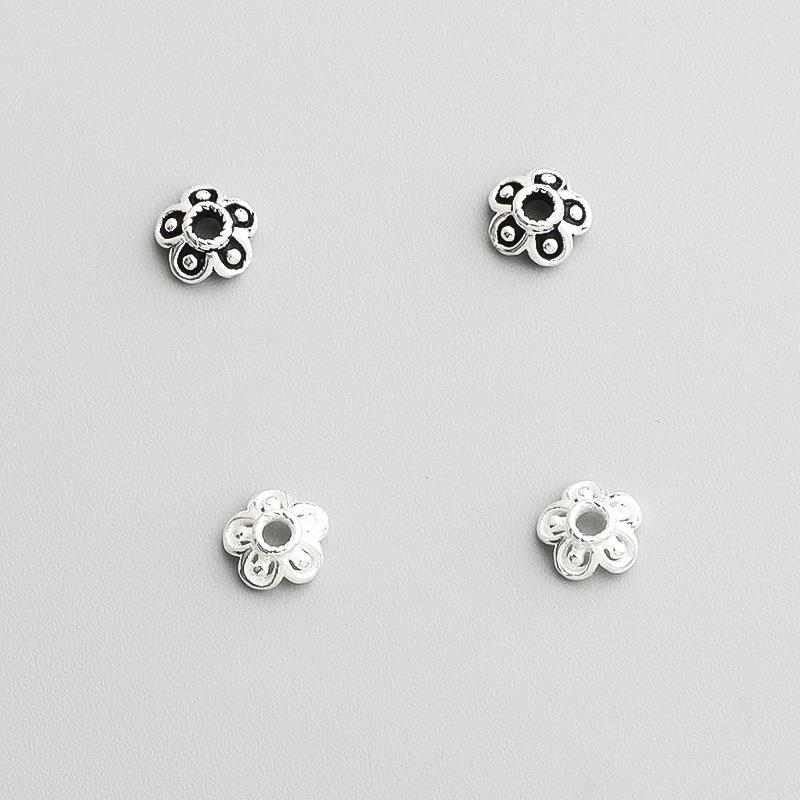 S925 Sterling Silver Thai Filigree Flower Bead Caps for DIY Handmade Bracelets