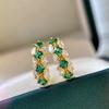 Huitan Hoop Earrings for Women Gold Color with Bright Green/White CZ Gold Color Elegant Party Wedding Trendy Accessories JewelryGood product