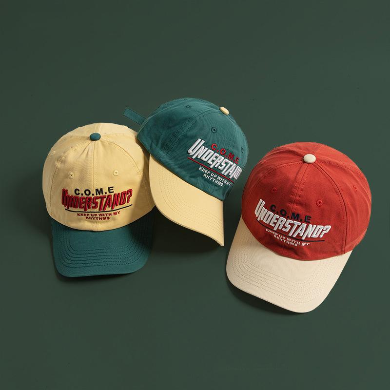 Big Head Sports Hat Women Versatile Embroidery Contrasting Baseball Cap Men Outdoor Leisure Sunshade Adjustable Hip-Hop Hat