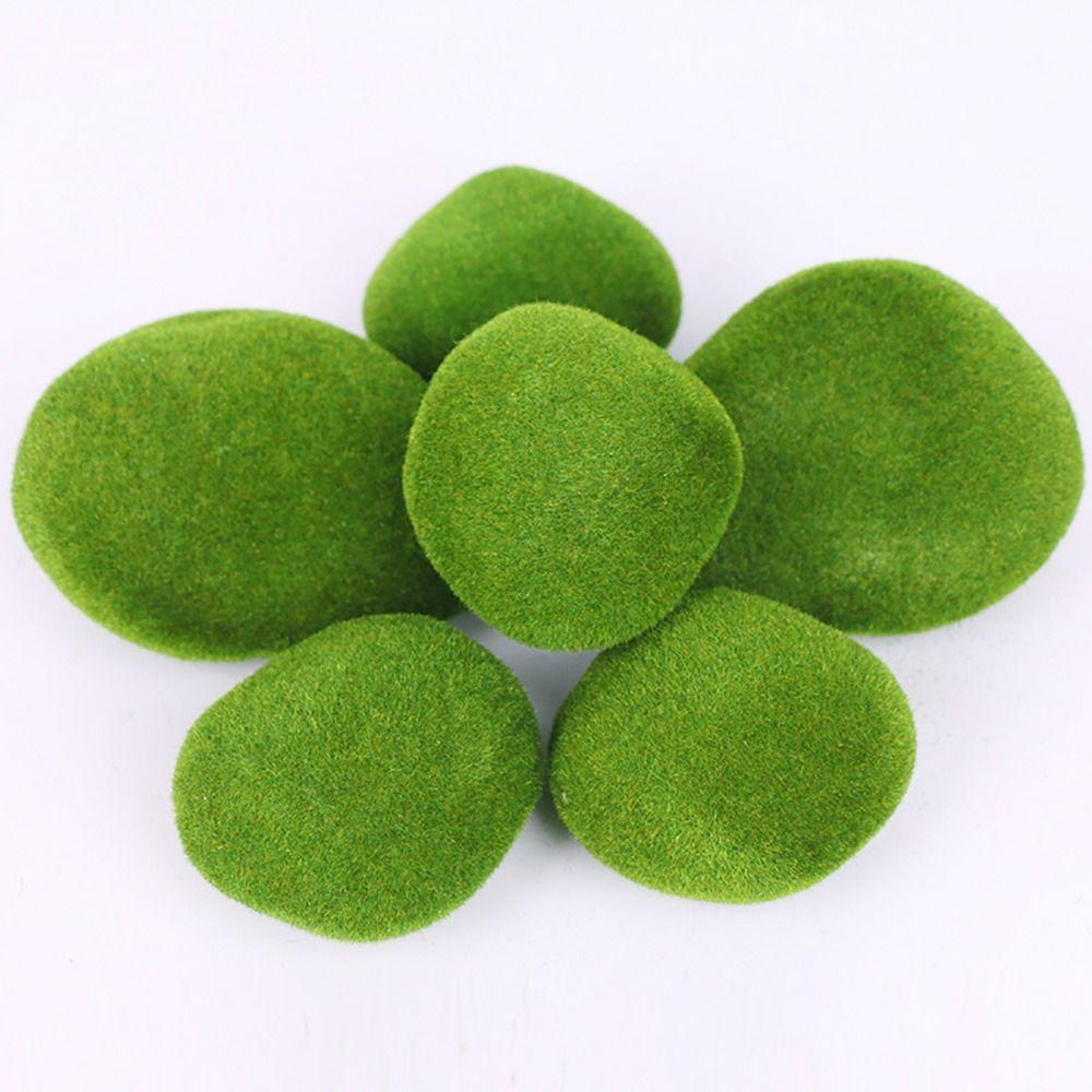 2/4/6/10PCS Flocking Foam Artificial Moss Rocks Green Miniature Figurine  Landscape Making