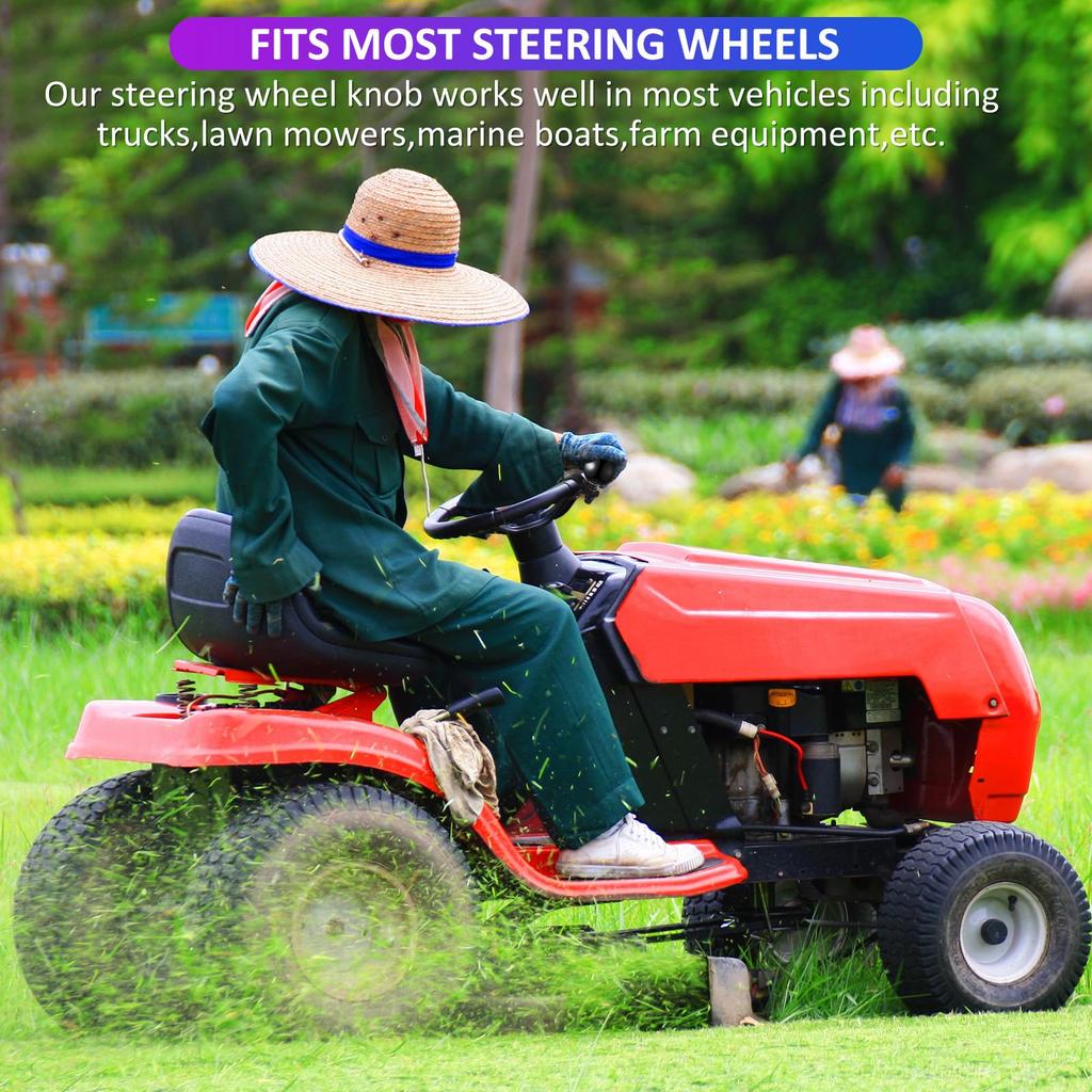 Tallew Black Steering Wheel Knob Spinner Suicide Knob 360 Degree Rotating Steering Wheel Accessories for 2-Piece 8-Ball Cars, Trucks, Semi-Tractors