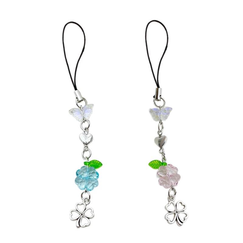 Heart Phone Lanyard Elegant Phone Charm Phone Chain Butterfly Phone Pendant Keychain Decoration Bag Pendant for Daily