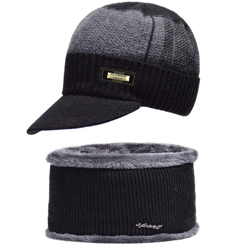 Winter Knitted Hat Caps Winter Beanie Hats Scarf Set Warm Knitted Hat Neck Warmer Suitable For Sking Outdoor Activities