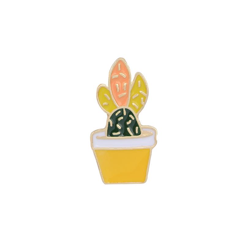 Potted Plant Cactus Enamel Pins Metal Lovely Badges Brooch Vintage Brooches For Women Jewelry Clothing Collar Lapel Accessories