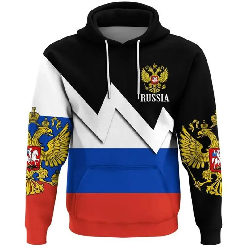 Fashion Men's Hoodie Russia National Emblem Camo 3D Print Fall Sweatshirt Hoodie Street Casual Boy Sweatshirt Y2K Men's Oversized Top Clothing