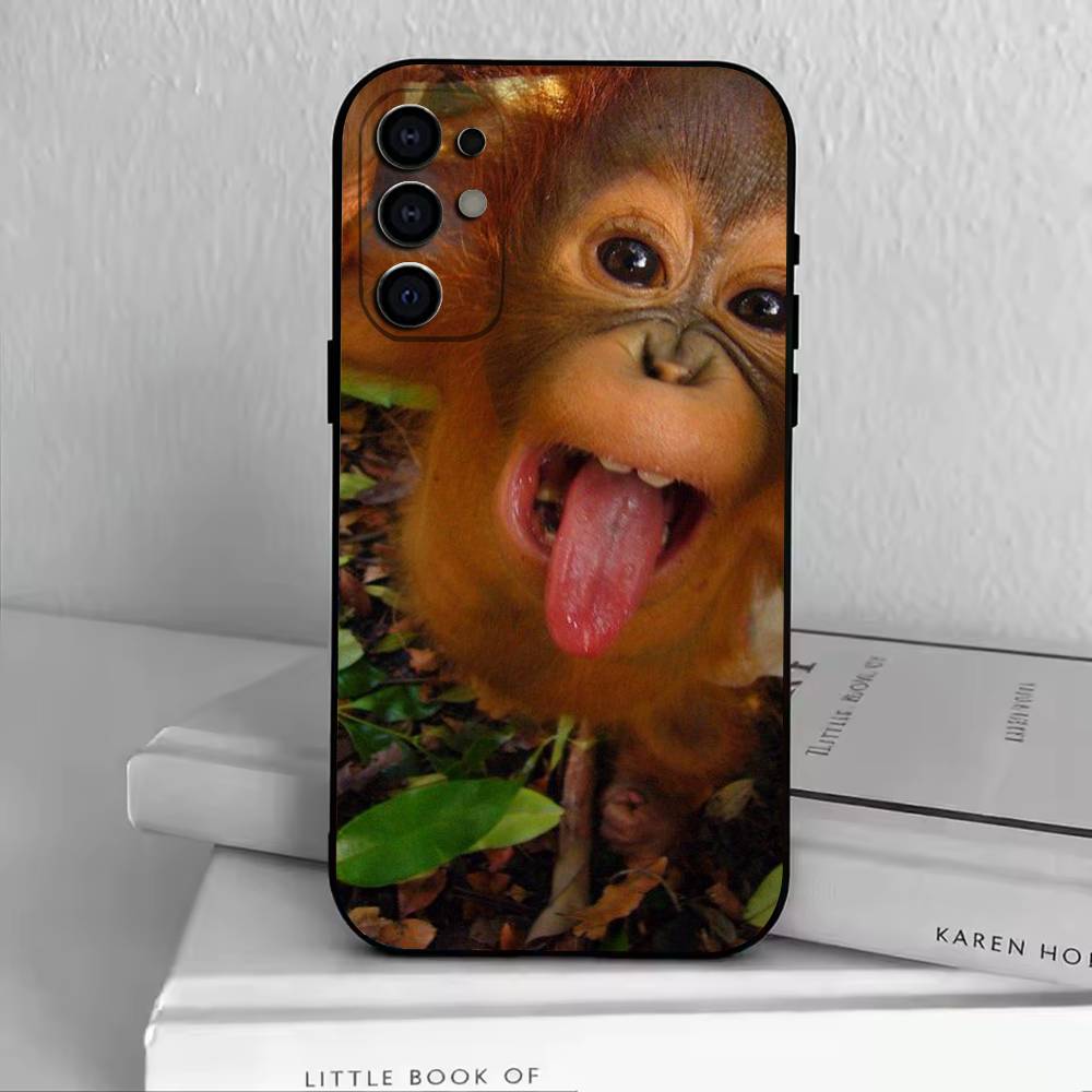 Funny Cute Monkeys  Phone Case For Samsung S25,S24,S21,S22,S23,S30,Ultra,S20,Plus,Fe,Soft Silicone Black Cover