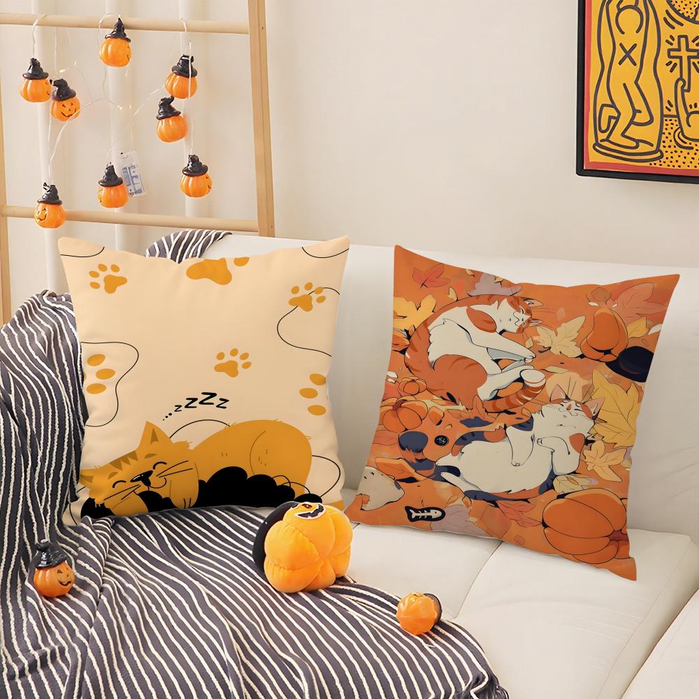 Cute Animal Floral Decorations 1 Pillow Case Natural Linen Pillow Case Double-Sided Decor Sofa Pillowcase Home Decor