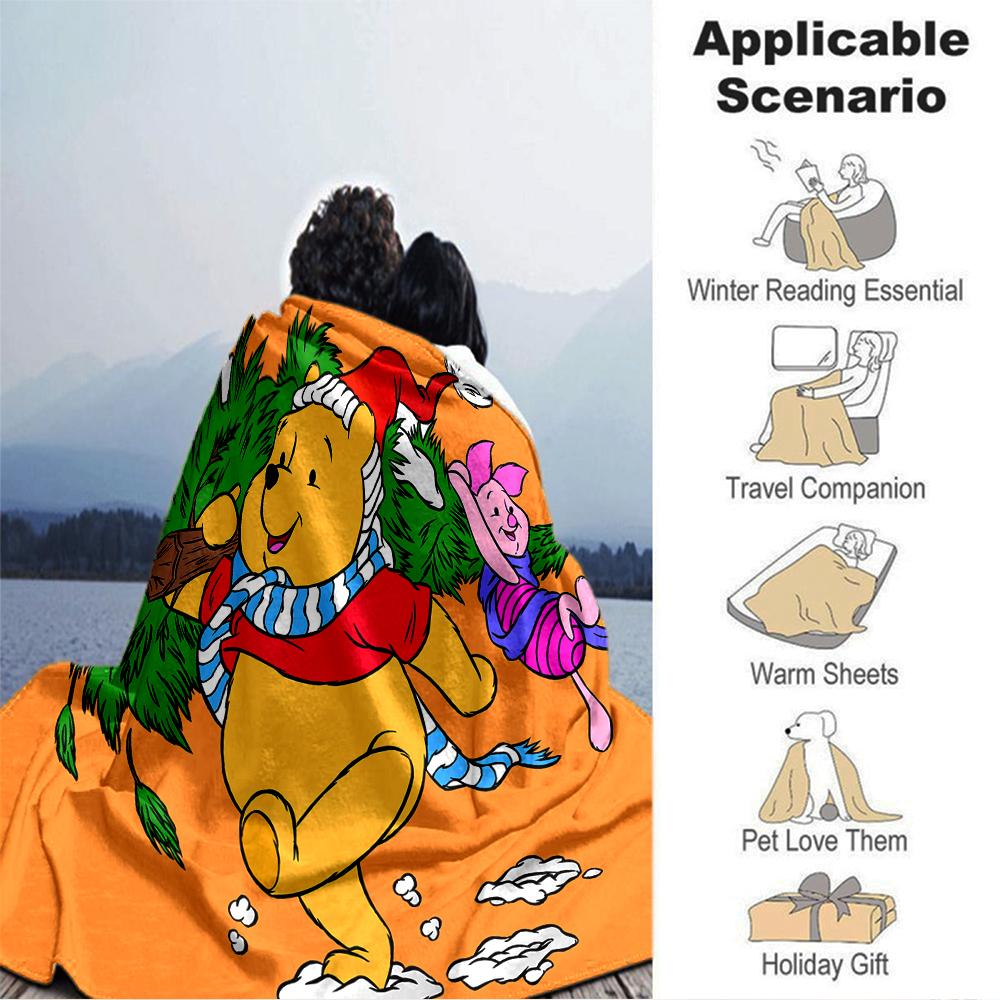 Piglet Pooh'S Christmas Adventure Blanket Soft Throw Blanket For Home Bedroom Bed Sofa Travel Office Solid Christmas Blanket