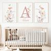 Personalized Name and Wildflower Canvas Painting Nursery Decoration Poster Picture Pink Floral Baby Girl Bedroom Wall Art Prints