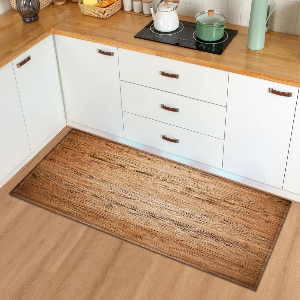 Moderne Küchenmatte Schlafzimmer Eingang Fußmatte Holzmaserung Zuhause Flur Bodendekoration Wohnzimmer Teppich Badezimmer Anti-Rutsch Teppich