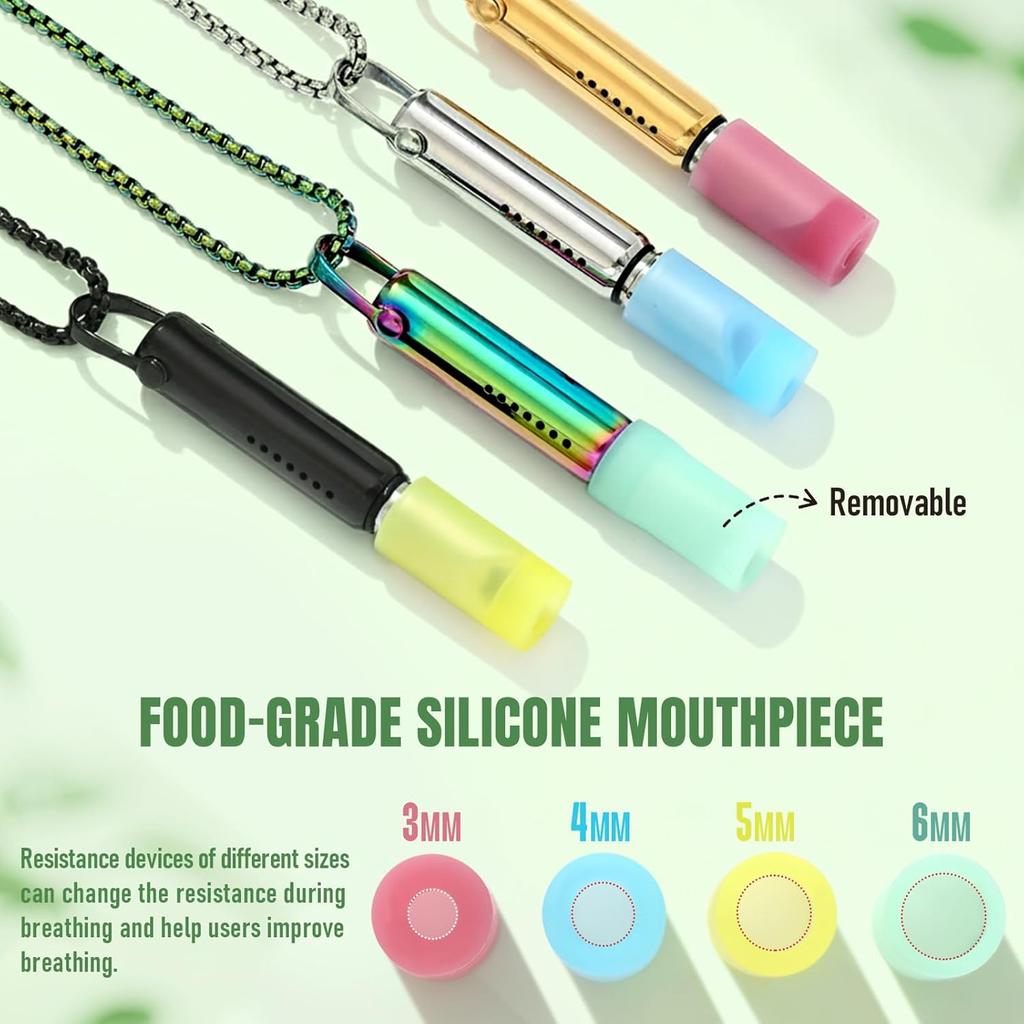 Breathing Necklace with Cotton Core, Breathe Free Necklace for Stress Relief, Meditation & Relaxation, Anxiety Necklace Mindful Breathefree Calm Tool