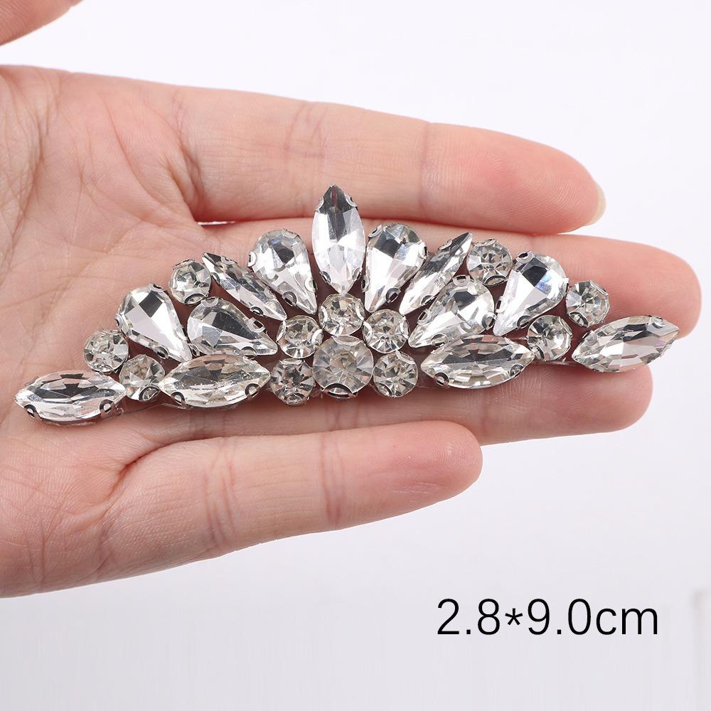 Elegant Glue Back Diamond Beaded Patches Crystal Beaded Diamond Decoration Beading Applique Rhinestone Patches