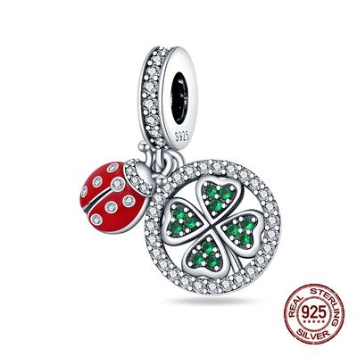Charms Copper Four-Leaf Clover Ladybug Charms Fit Original Charms Bracelets Necklace Beads Diy Jewerlry Accessories