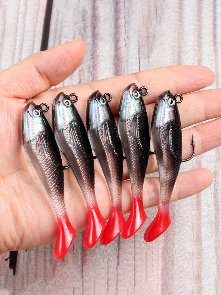 5pcs/lot Fishing Lures 80mm 9.5g Soft Lure T Tail Soft Bait Artificial Baits Swimbait for Sea Bass Carp Pike Fishing