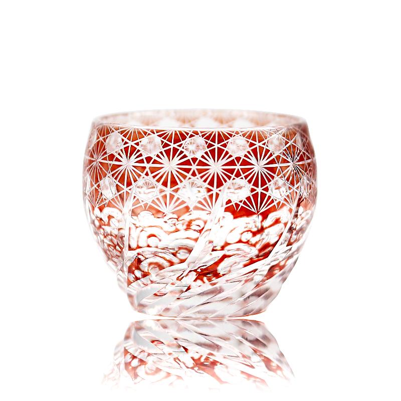 

60Ml Japanese Edo Kiriko Hand Cut Glass Cup, Hand Carved Colored Crystal S Glass, Mini Sake Whiskey Tumbler For Home Bar Gift 51-100ml красный