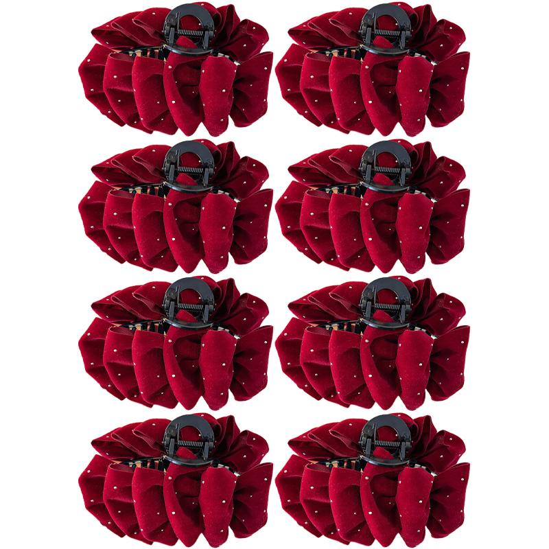 New Year Starry Velvet Cloud Bubble Hair Clip for Women Multi-Layer Bow Shark Clip Hair Accessory