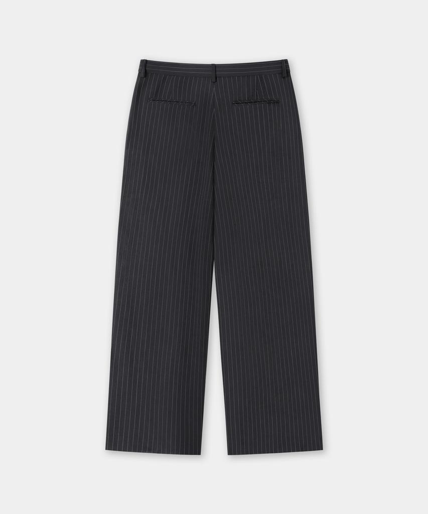 BRENSON Fluid Stripe Single-Pleat Slacks (Charcoal)