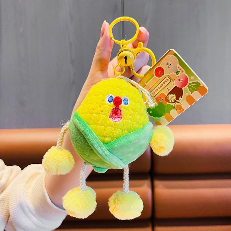 Plush Vegetable Whimsical Keychain Featuring Fun Scream Emoji For Stylish Accessories