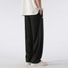 CLOR Men's Trendy Loose Straight-Leg Pants, Spring And Summer Draping Sports Breathable Casual Trousers, CL04 Black, Size L