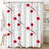 Modern Bathroom Decor Shower Curtain Set with Red Berry Floral Print White Polka Dot Polyester Watercolor Design for Home Bath D