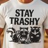 Funny Raccoon, Opossum, and Skunk T-Shirt | Retro 90s Wildlife Tee | Stay Trashy Animal Lover Gift, Humor Shirt
