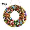 Sparkling Gemstone Art Project DIY Acrylic Christmas Faux Pearl Hanging Kit, Lighted Wreath 3D Beaded Craft Bead Mosaic Kit with LED String