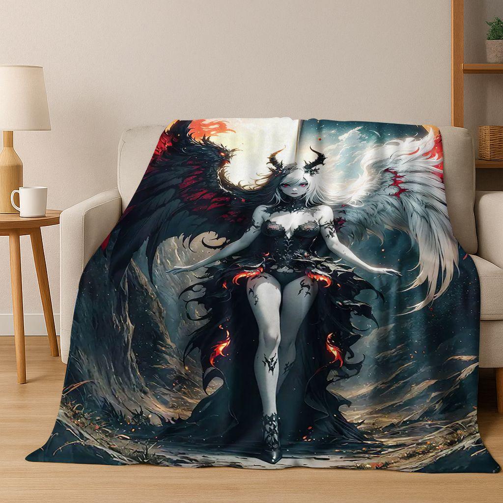Dark Gothic Sexy Beauty Flannel Blanket Soft Warm Blanket Throw Blanket for Bedroom Living Room Bed Travel Camping Picnic Gift