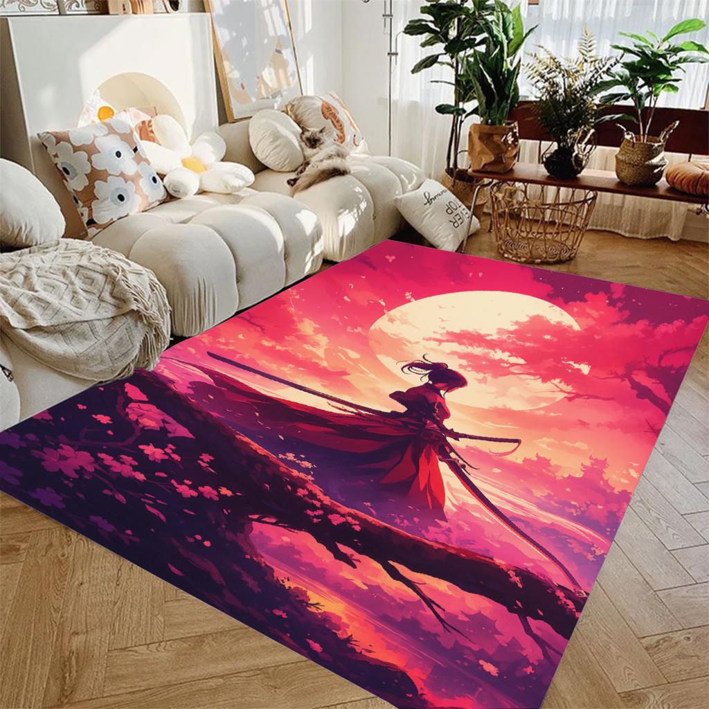Beautiful Red Sunset Maiden Print Carpet Living Room Bedroom Decor Non-slip Parlor Floor Mat Surface Smooth Carpet Birthday Gift