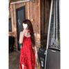 Spring/Summer 2025 Q Lady Red Floral Maxi Cami Dress with Slit