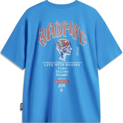 Anti-Five 1 Printed Letter Crew Neck Comfortable Breathable Loose Short Sleeve T-Shirt Men Tops Starry-Blue AHSU435-6