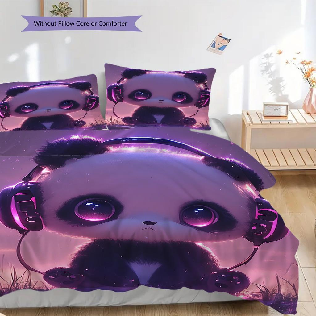 Panda Pattern Bedding Quilt Set Quilt Cover Pillowcase Home Decoration Birthday Gift (1 * duvet cover + 2 * pillowcase, without core)