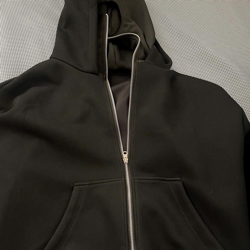 Men's Black Zipper Hooded Sweatshirt with Spider Personalized Print, Fashionable and Trendy Full Zipper Sweatshirt Jacket, Double Hat Design