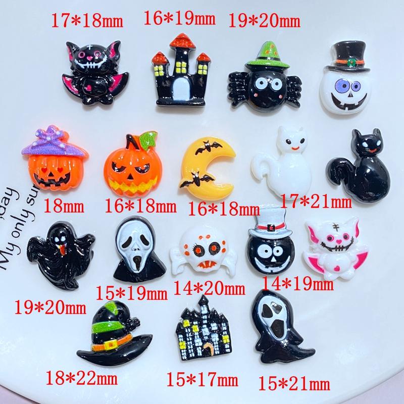 20Pcs New Mini Cute Cartoon Halloween Series Flat Back Resin Cabochons Scrapbooking DIY Jewelry Craft Decoration Accessorie