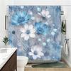 Floral & Cross Themed Polyester Shower Curtain - Artistic Bathroom Decor, Stylized Bath Curtain For Home Restroom