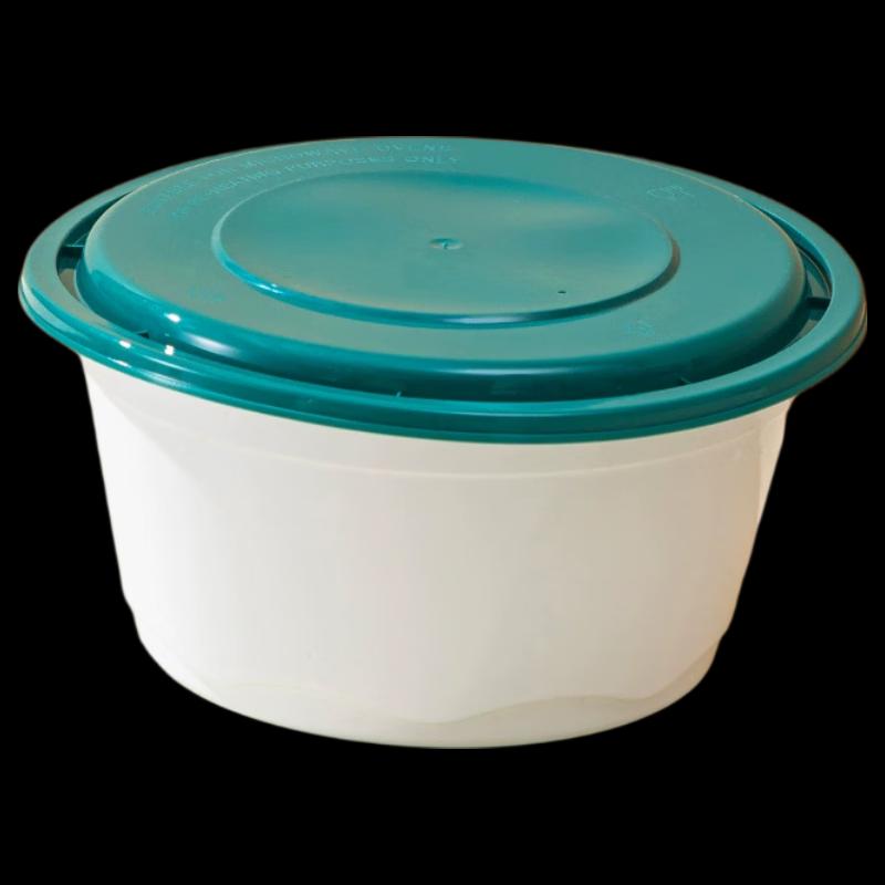 

Disposable Round Food Containers with Blue Lids